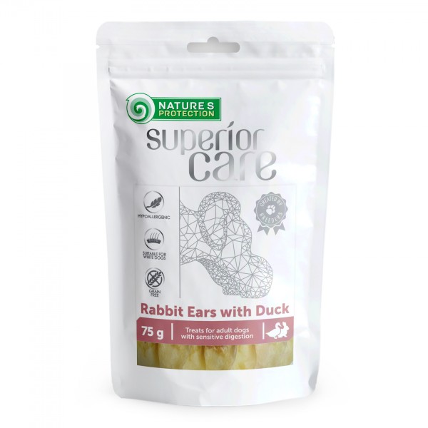 NP Superior Care Snack for White Dogs Kaninchenohren mit Ente 75g