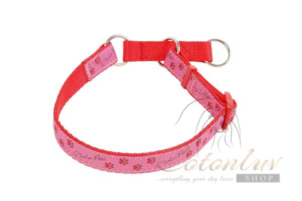O´lala Pets Collar Half Choke PAWS 15 mm x 23-35 cm pink