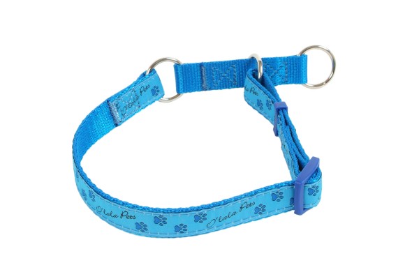 O´lala Pets Collar Half Choke PAWS 15 mm x 23-35 cm blue