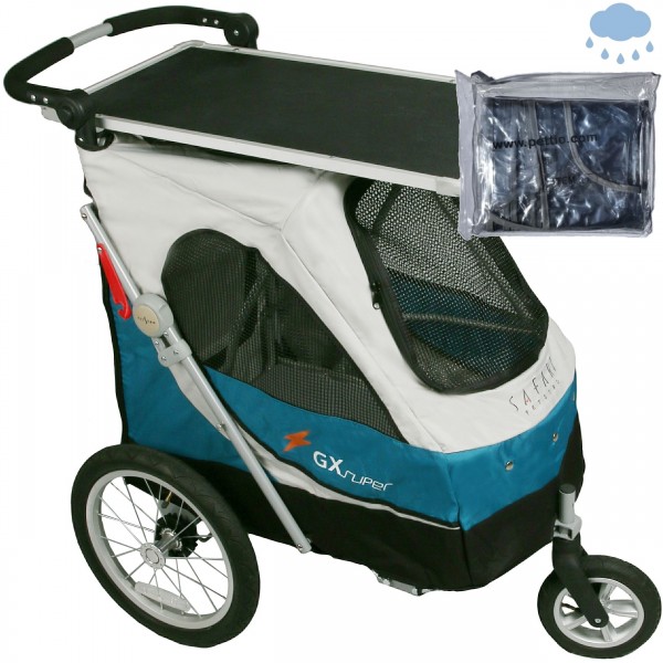 PETSTRO Stroller SAFARI 702GX - Table / Rain Cover Blue Grey